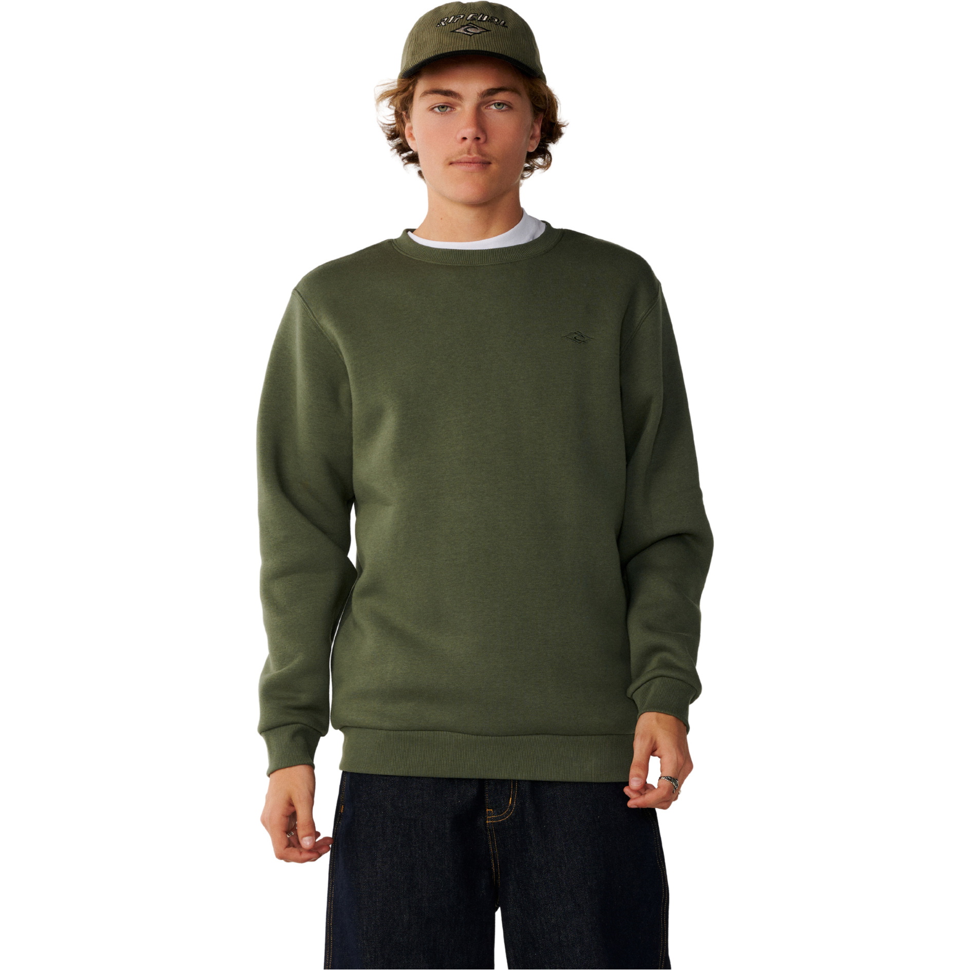 2026 Rip Curl Mens Classic Surf Crew Sweatshirt 0APMFL - Dark Olive